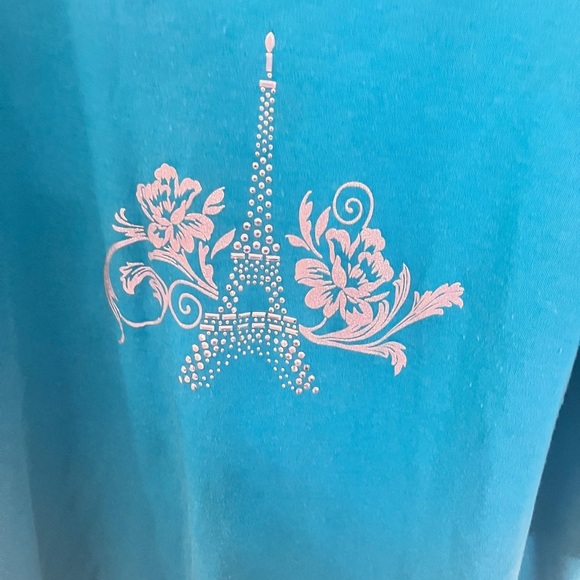 Karen Scott Teal Blue  Eiffel Tower Top Size 3 - Picture 10 of 15